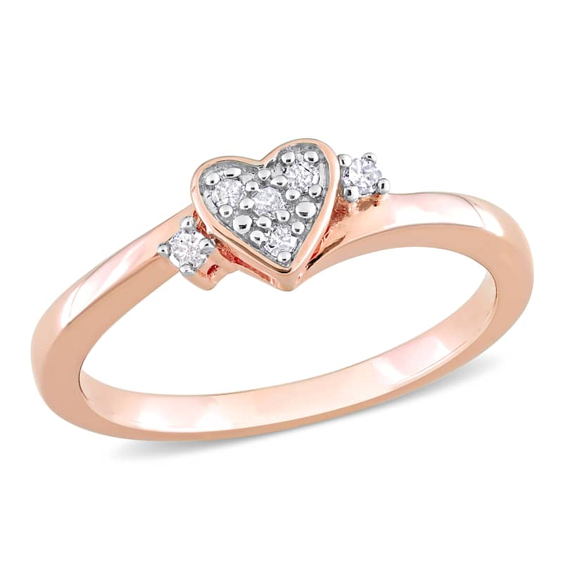 Miadora 1/10ct TDW Diamond Heart Ring in Rose Silver