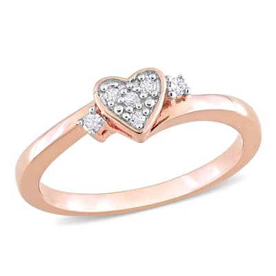 Miadora 1/10ct TDW Diamond Heart Ring in Rose Silver