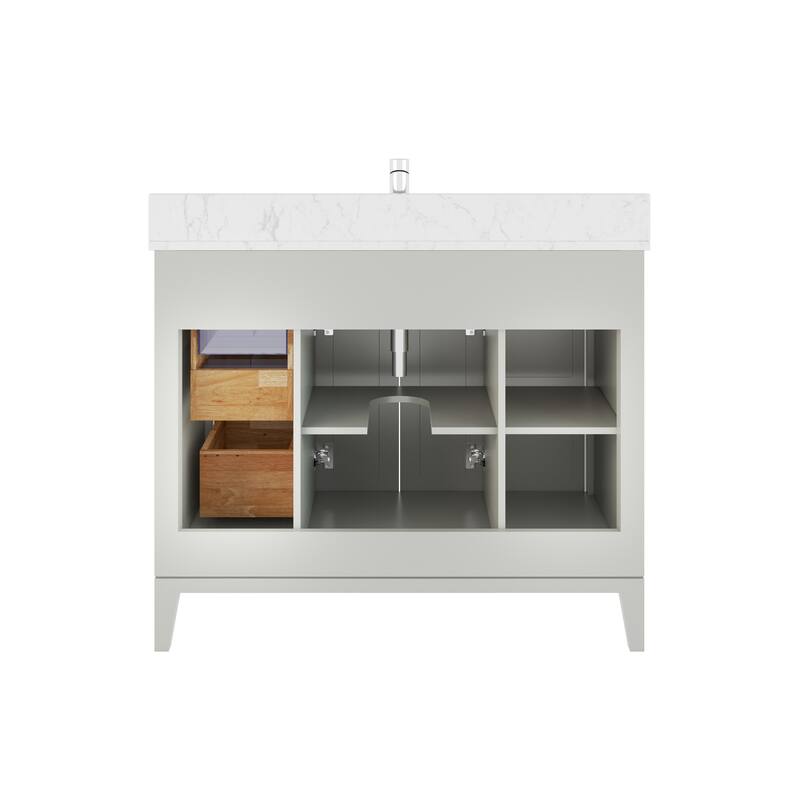 Jackson 42-inch Single Bathroom Vanity with Engineered Stone Top and Drawer Organizer