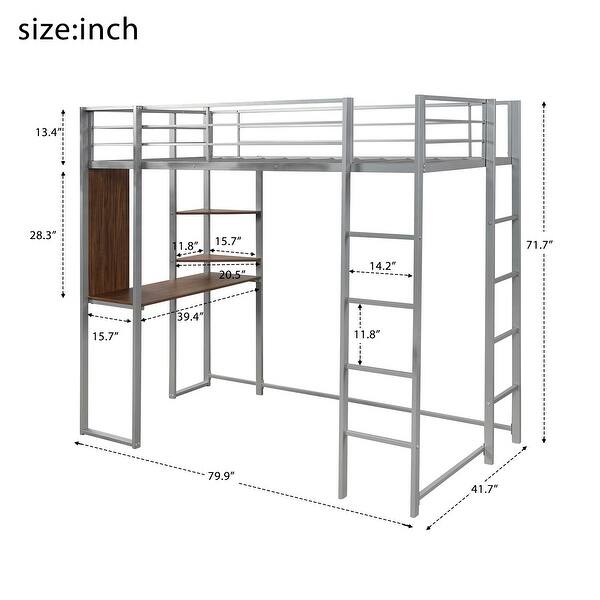 Twin Metal Loft Bed with 2 Shelves and one Desk - Bed Bath & Beyond ...