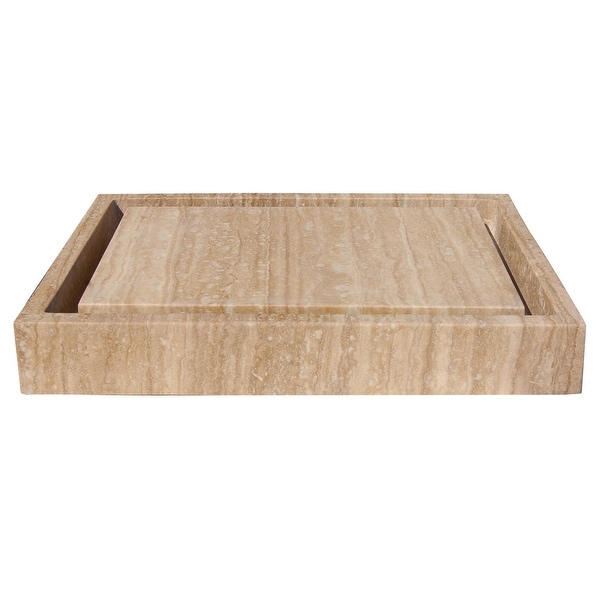Eden Bath Rectangular Infinity Pool Sink - Honed Beige Travertine