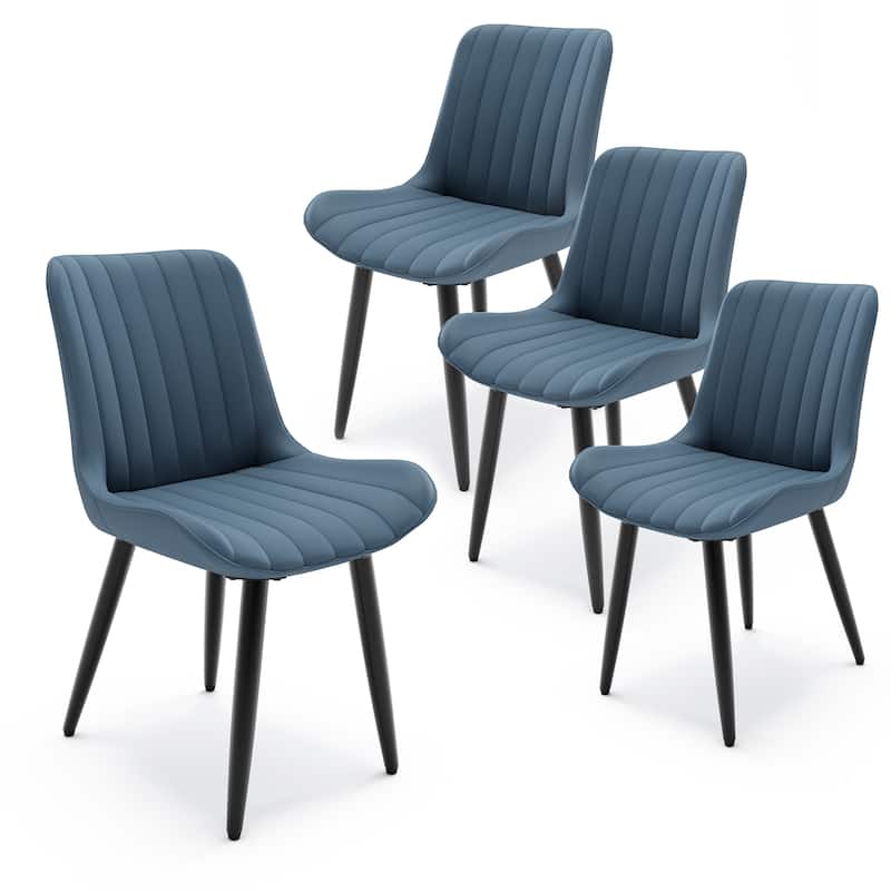 GDFStudio - Alistair Modern PU Leather Dining Chair Set with Thick Cushioned Seating and Sleek Metal Legs