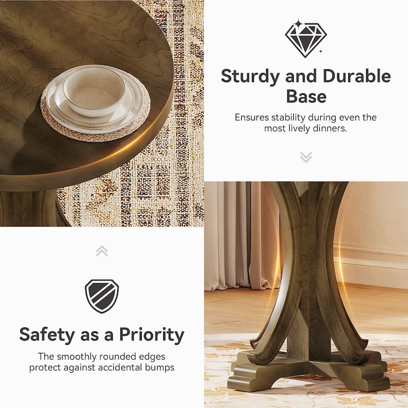 23" Solid Wood Pedestal Dining Table