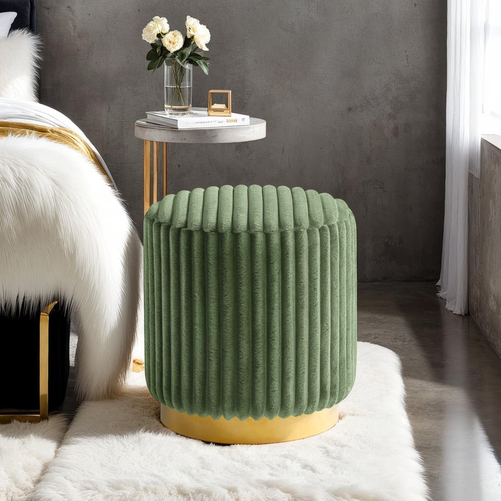 Furniture of America Jorvien Modern 17-inch Upholstered Ottoman with Plinth Base