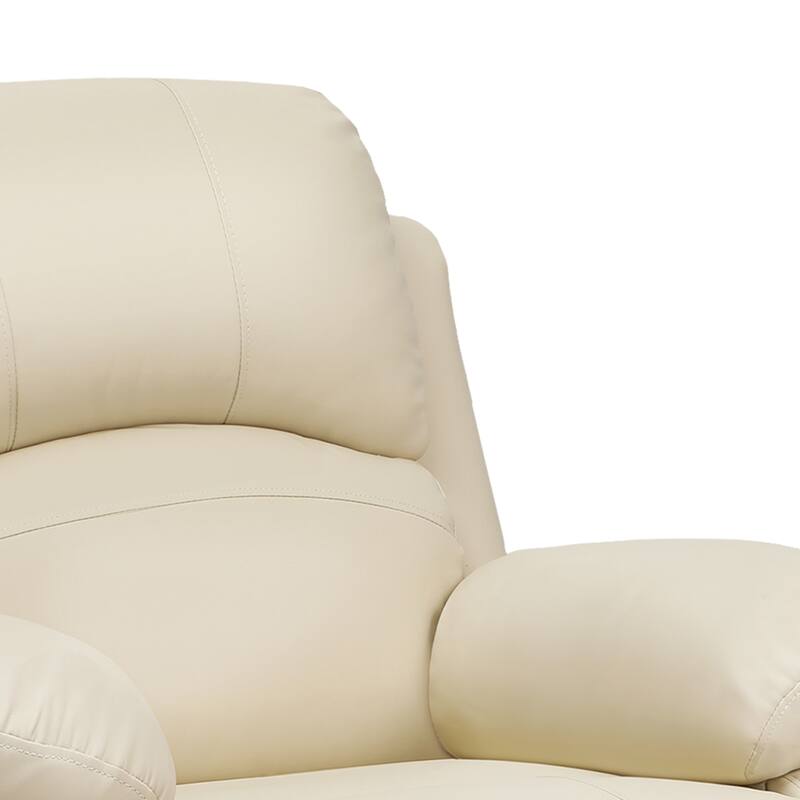 Moasis Beige Faux Leather Oversized Rocker Recliner Chair with Heat and Massage