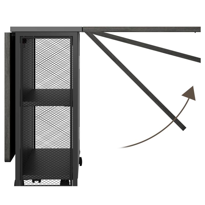 Folding Dining Table with 2 Tier Storage