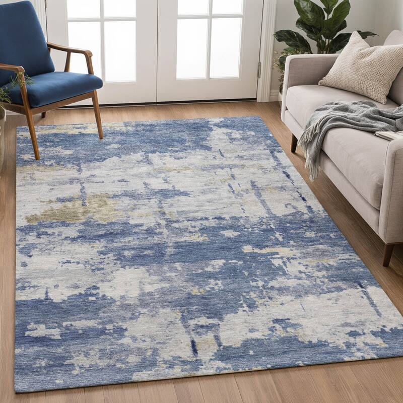 Machine Washable Indoor/ Outdoor Crouppen Modern Chantille Rug