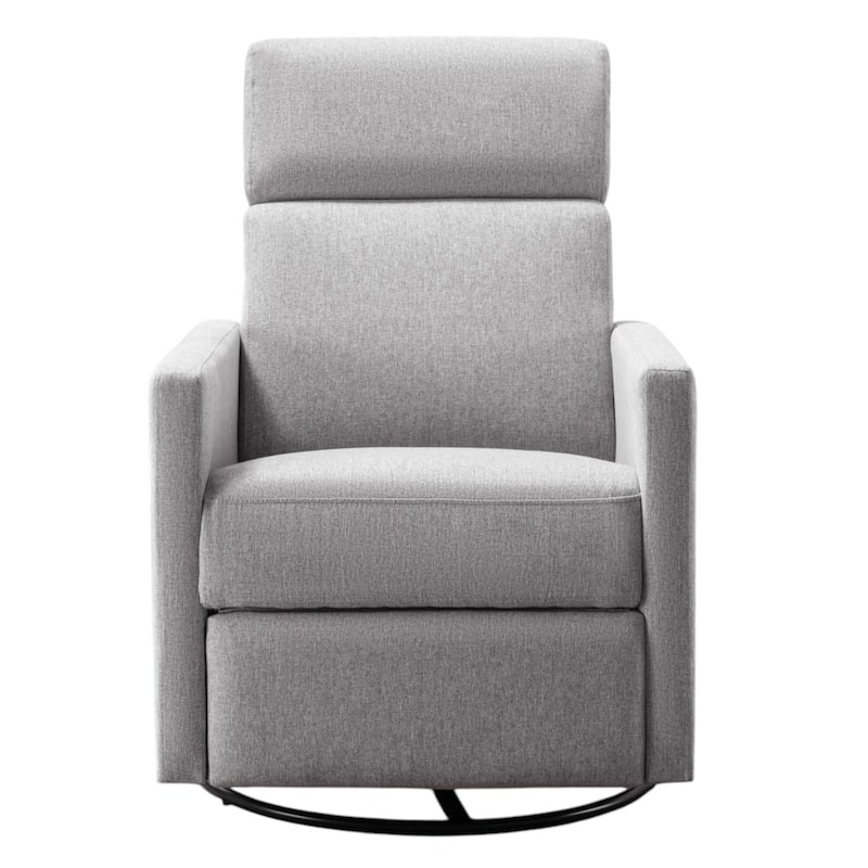 HomeRoots 26" Gray Tufted Linen Gliding Swivel Manual Rocker Recliner