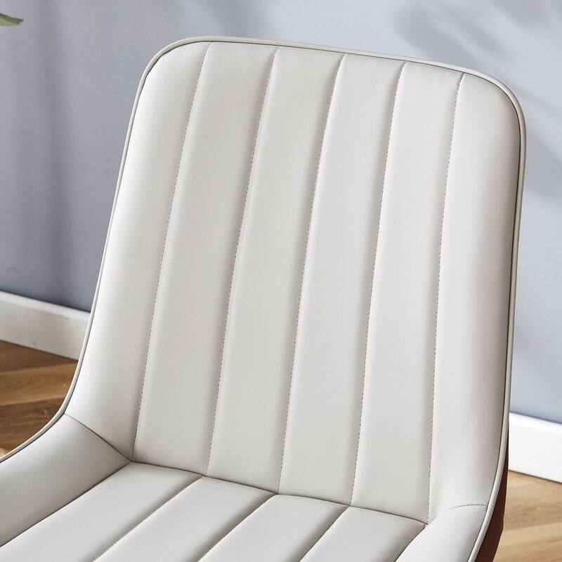 Dining Chair Set of 4 PU Extended Seating with Black Metal Legs