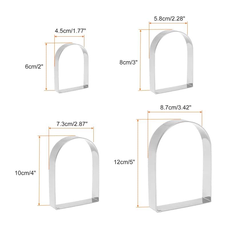 Cookie Cutter Set Assorted Sizes Rose Flower Petal Cookie Cutters Molding for Pastry Fondant Cake Cookie - Silver - Arched