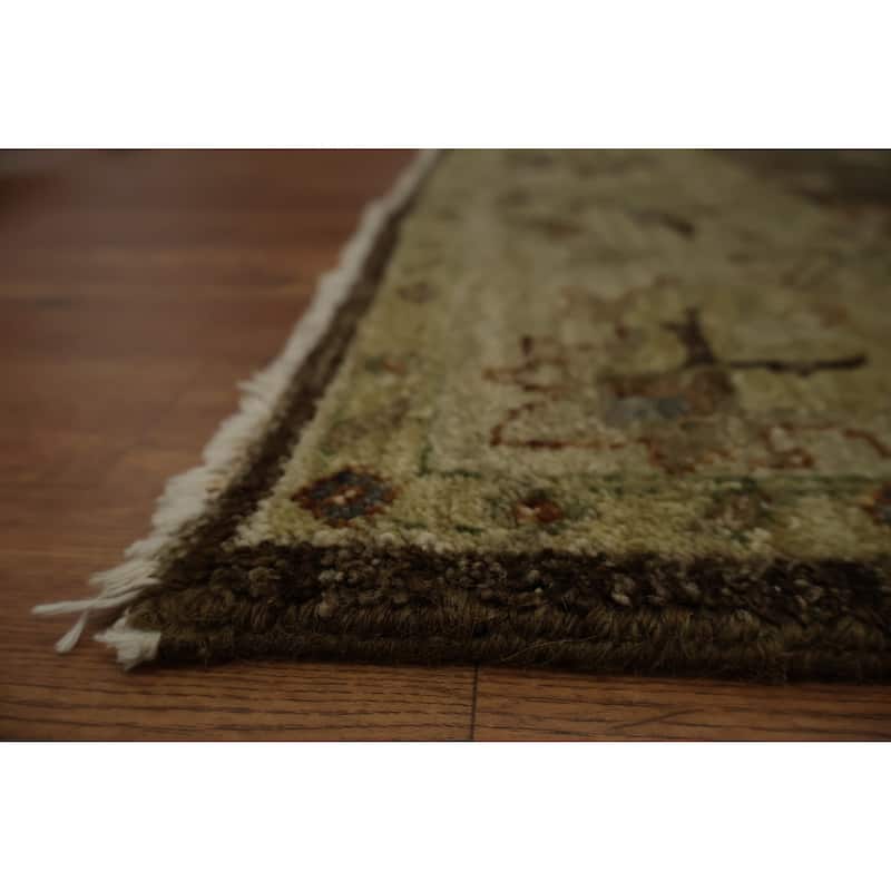 Hand Knotted Oriental 100% Wool Carpet Transitional Floral Brown Oushak Area Rug - 6' 0'' X 4' 1''
