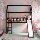 preview thumbnail 14 of 37, Maximized Space Saving Twin Elegant Unique Design Loft Bed, House Bed with Slide,House Design Espresso