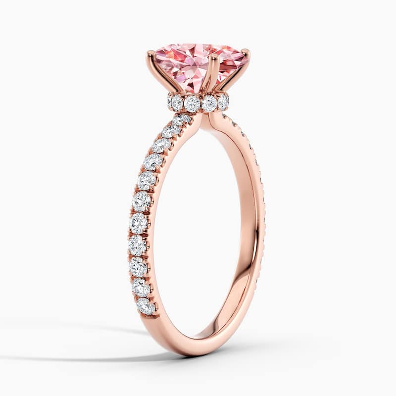 Auriya 14k Gold Oval Lab Grown Ribbon Halo Engagement Ring 0.50 to 2.50 ct. tw. (Pink, VS-SI)