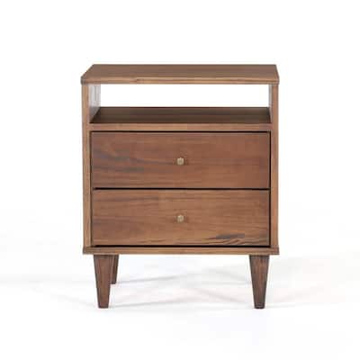 Grain Wood Furniture Mid Century Two-Drawer Nightstand
