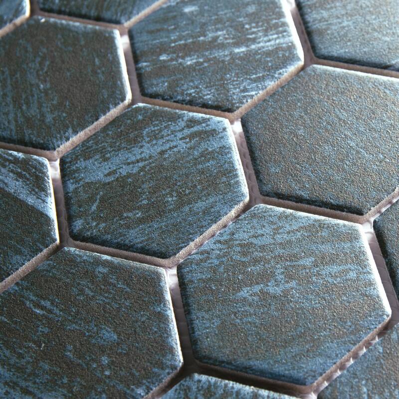 Merola Tile Cassis 2" Hex Black 11-1/8" x 12-5/8" Porcelain Floor and Wall Tile