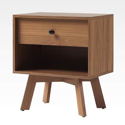 Mid-Century Modern Minimalist 1-Drawer Nightstand for Living Room, Bedroom and Office