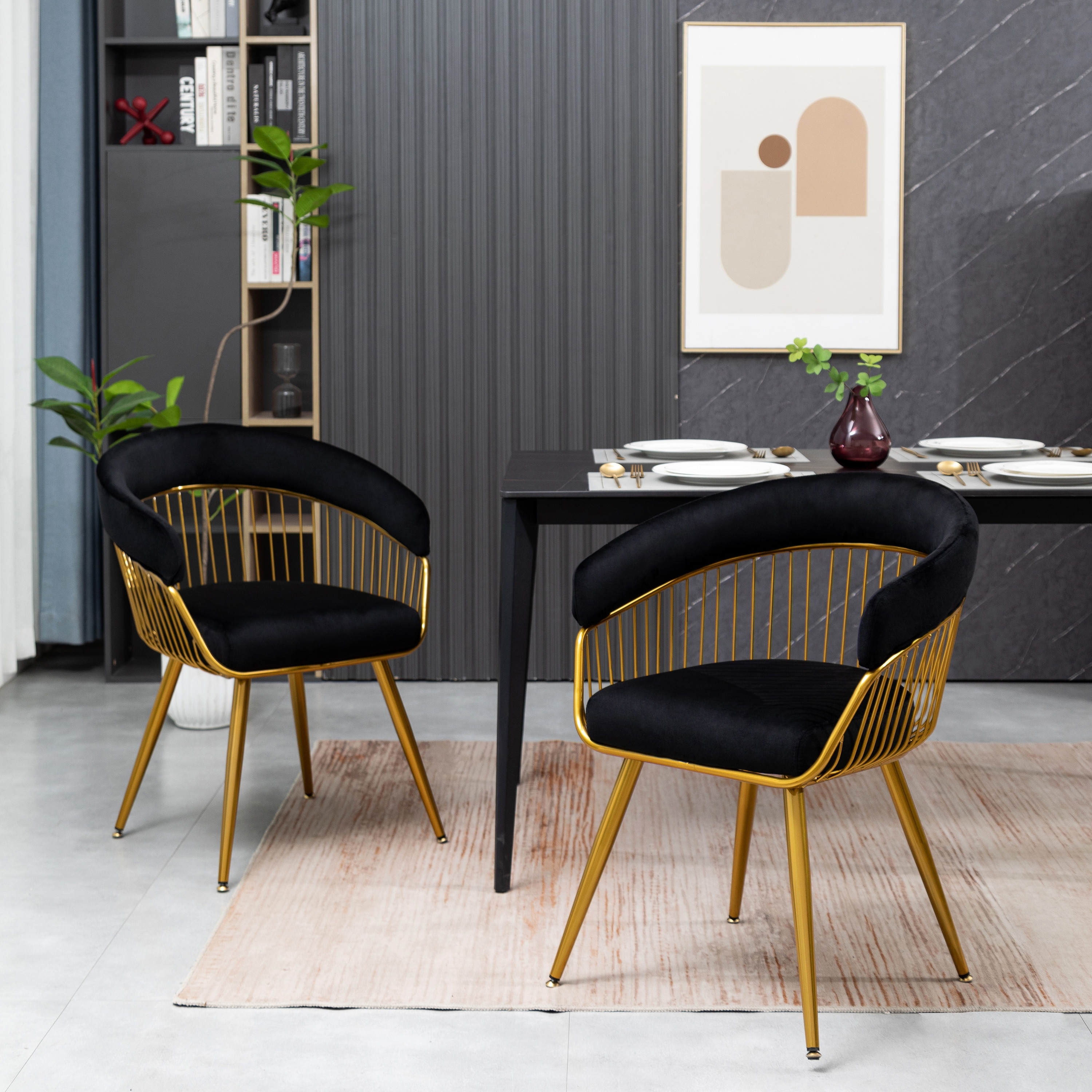 XINMICS Modern Dining Chair, Velvet Back Armchair for Living Room/Study, Set of 2/4/6