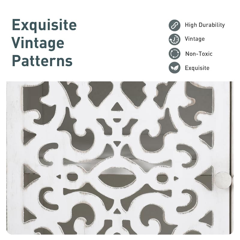 PHI VILLA 2-door Retro Antique Hollow-Carved Storage Cabinet