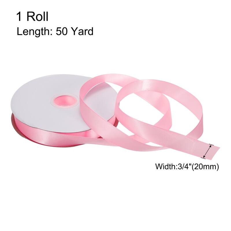 Satin Ribbon Grosgrain Valentine Solid Double Face Wedding Ribbon - Peach Pink - 3/4" x 50 Yard