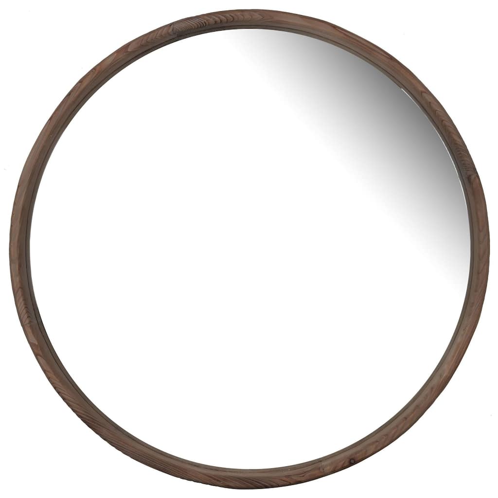 Thayne Round Wooden Framed Wall Mirror - 27.5"