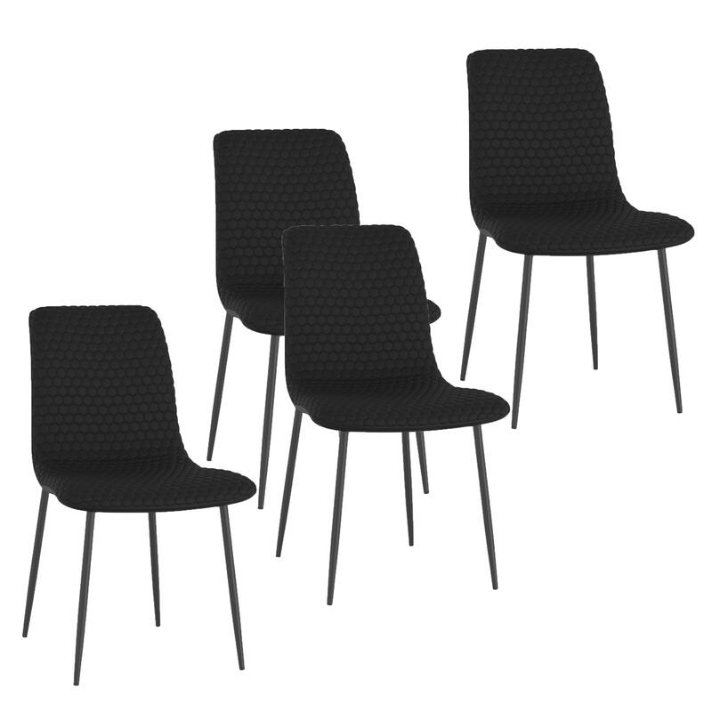 Contemporary Faux Leather and Metal Dining Chair, Set of 4