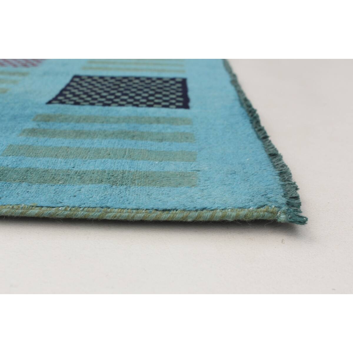 ECARPETGALLERY Handknotted Color Transition Turquoise Wool Rug 4'1 x