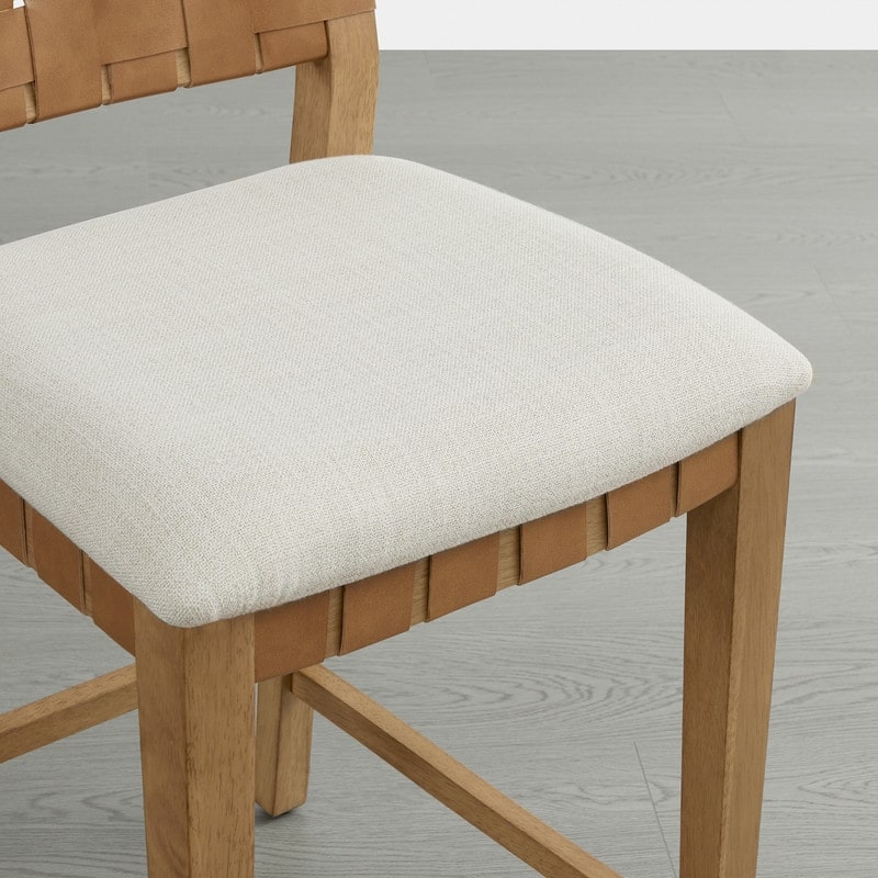 Spruce & Spring Orion Counter Bar Stool with Handwoven Double-faced PVC Backrest