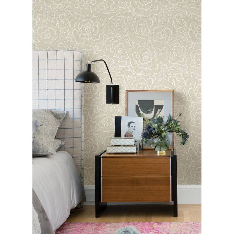 A-Street Prints Periwinkle Stone Textured Floral Wallpaper