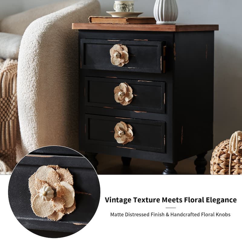Vintage Nightstand with 3 Drawers