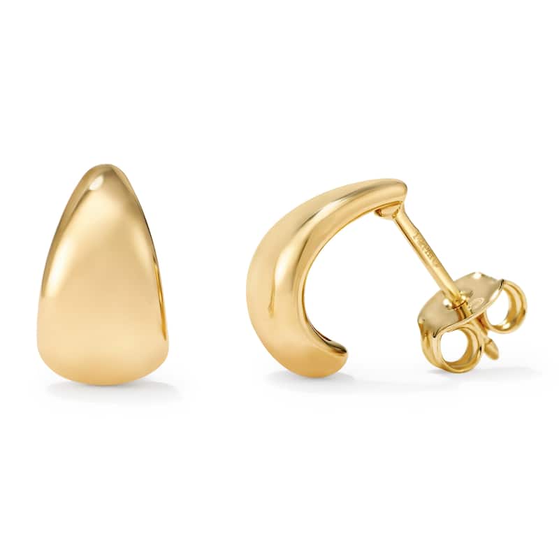 Clover 14K Yellow Gold High-Polish Curved Teardrop Stud Earrings
