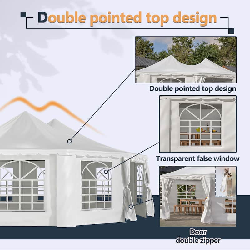 GDFStudio - Nashua Waterproof Event Protection Outdoor Gazebo Pavilion Shelter Tent