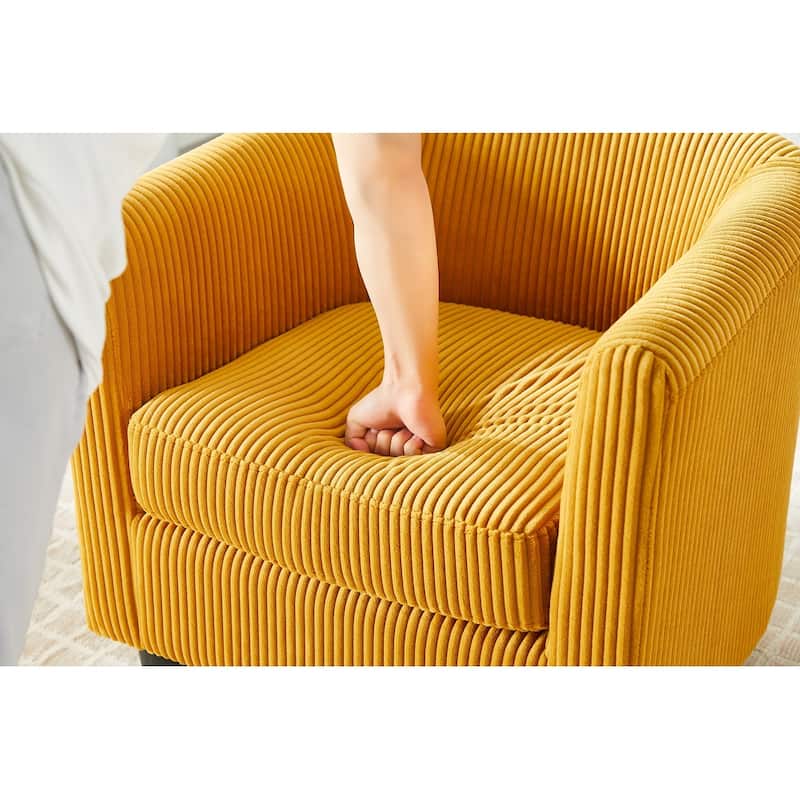 Corduroy Single Sofa Chair with Ottoman Foot Rest