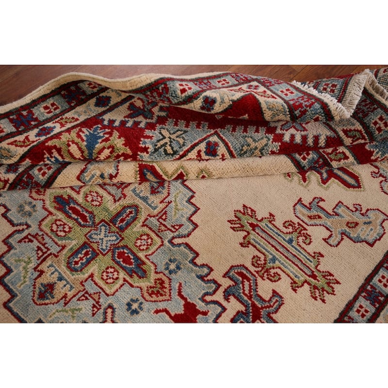 Geometric Kazak Oriental Area Rug Handmade Bedroom Wool Carpet - 4'11" x 6'4"