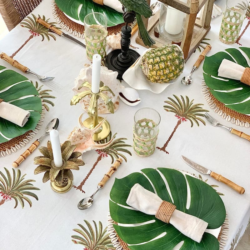 Round Tablecloth- Palm Tree Green