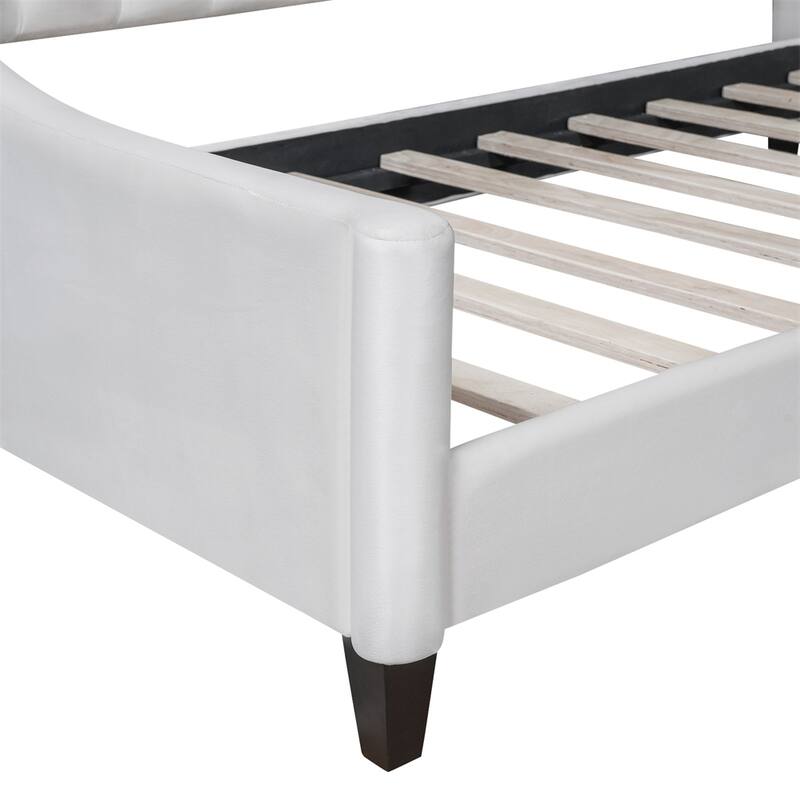 Twin Size Velvet Tufted Daybed with Wood Frame and Legs