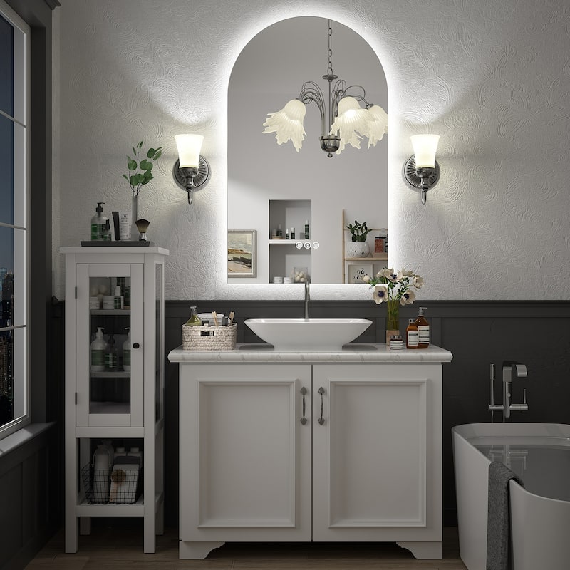 UL Certified Arched LED Anti-fog Tempered Glass Wall Bathroom Vanity Mirror