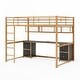 preview thumbnail 5 of 5, Full Size Metal Loft Bed with Desk and Bedside Tray
