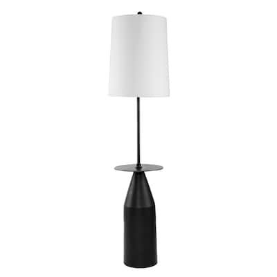 61 Inch Modern Floor Lamp, Round Drum Shade, Aluminum Frame, White, Black