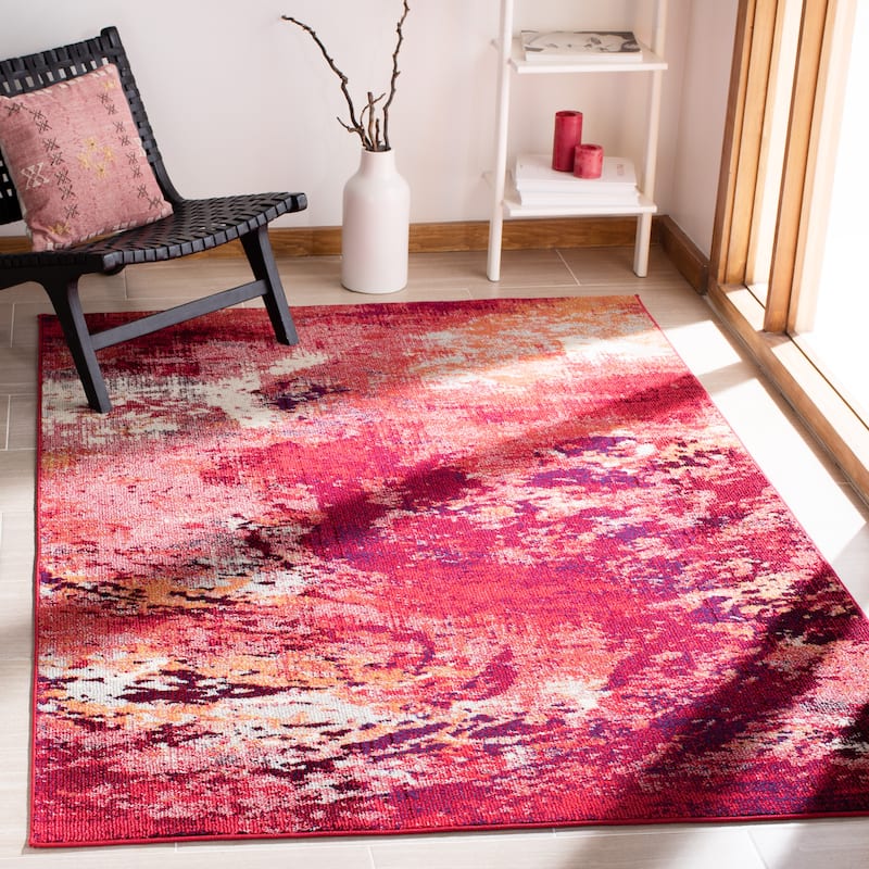 SAFAVIEH Madison Memnuna Modern Abstract Rug - 9' x 12' - Red/Ivory - Rectangle
