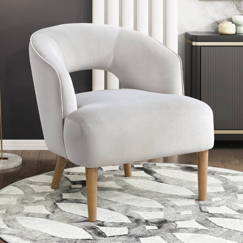 Elise 26" Velvet Accent Chair - Light Walnut Finish Solid Wood Legs