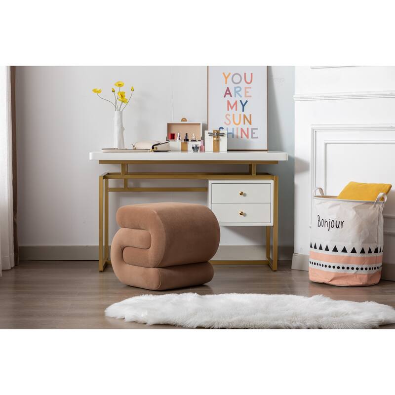 S-shape Velvet Fabric Ottoman Makeup Stool Footstool