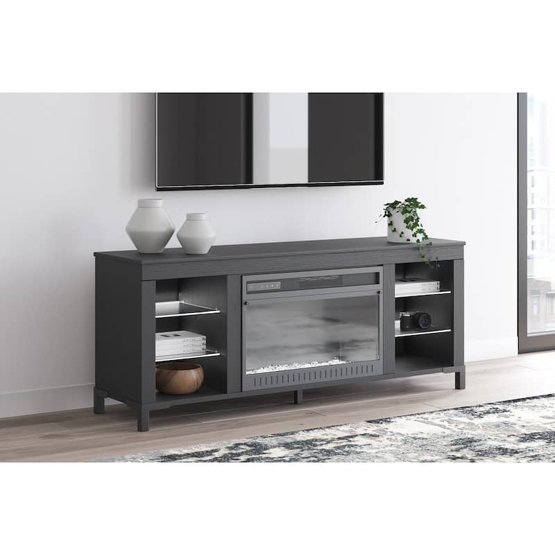 Signature Design by Ashley Cayberry Black 60" TV Stand for TVs up to 69" with Electric Fireplace