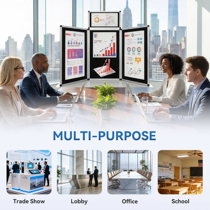 Foldable 3+1 Bulletin Board, Aluminum Foldable Display Board