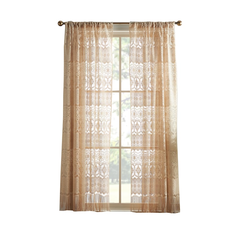 Boho Lace Poletop Single Curtain Panel
