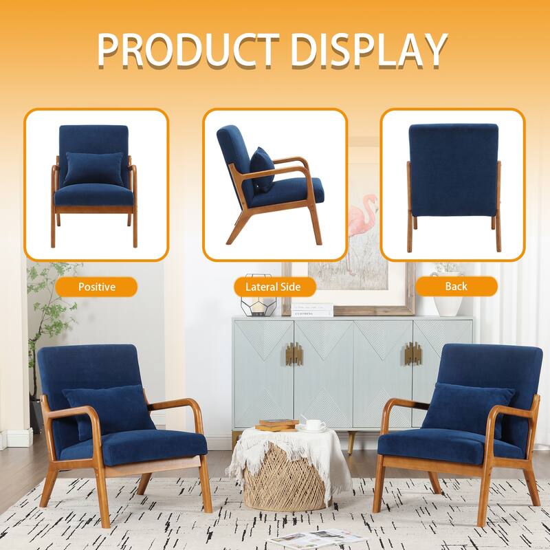 Homefun Corduroy Upholstered Mid-Century Modern Wood Frame Single Armchair for Living Room