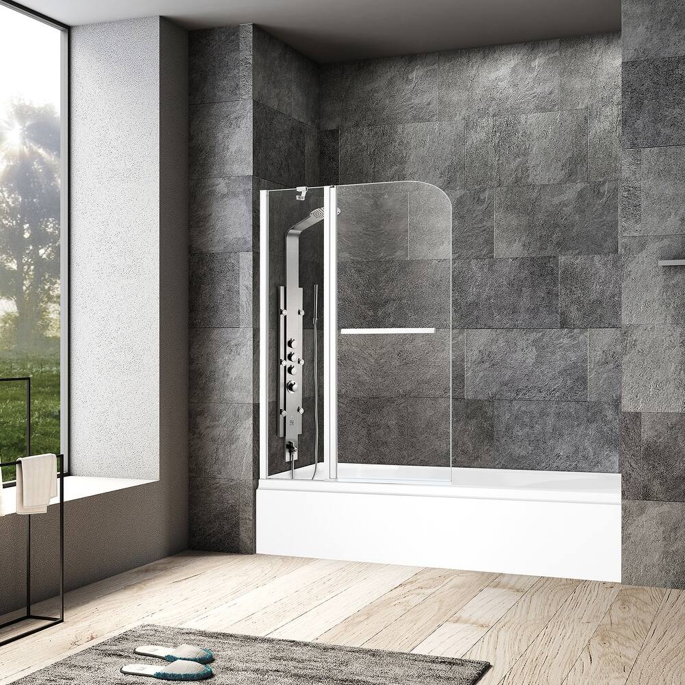 Canteras 39" x 55" H Hinged Frameless Tub Door