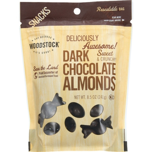 Woodstock Snacks - All Natural - Dark Chocolate Almonds - 8.5 oz - case of 8