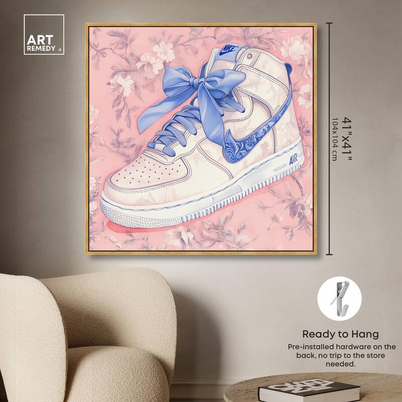 Blue Bow Sneaker Canvas by Art Remedy