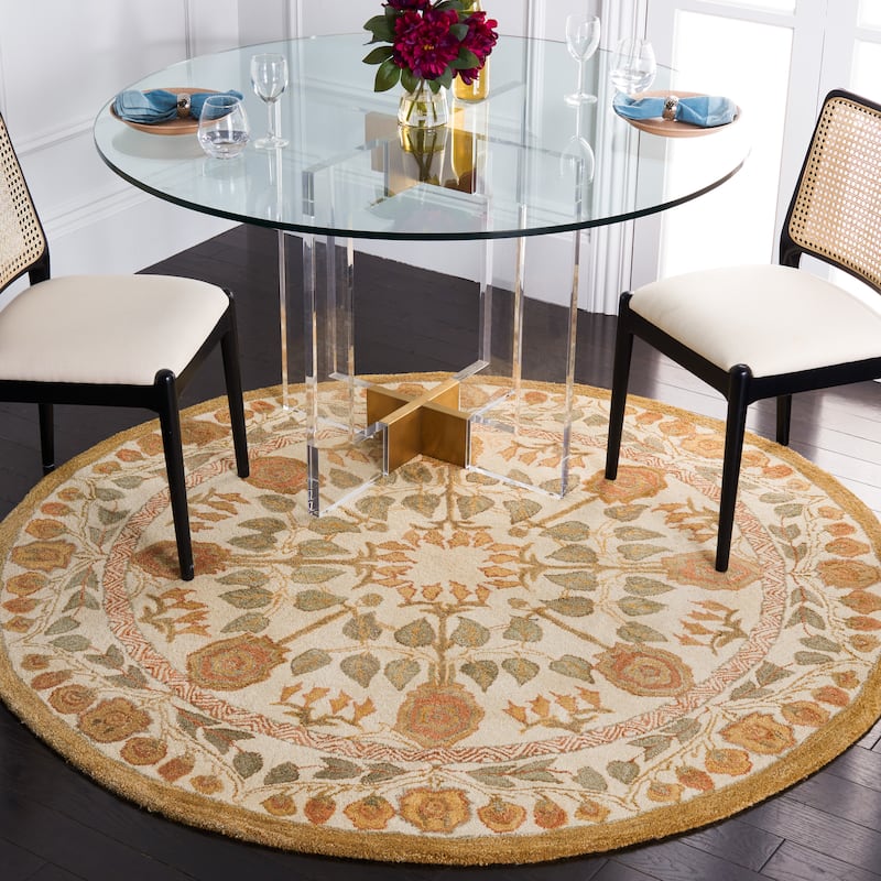 SAFAVIEH Handmade Anatolia Saija Traditional Oriental Wool Rug - 8' Round - Ivory