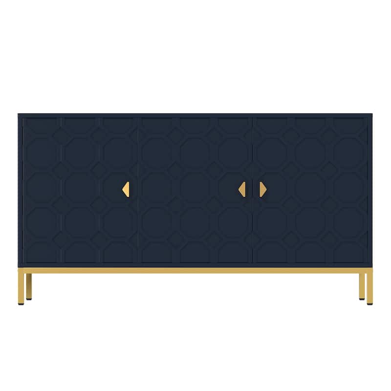 Clihome 3 Door Glossy Media Storage Sideboard Accent Cabinet